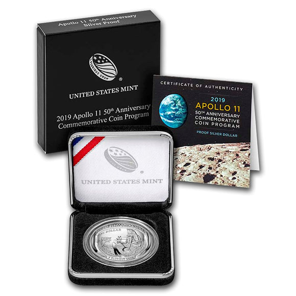 USA 2019 Apollo 11 50th Anniversary $1 Silver Proof Domed Coin