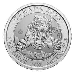 2023 $10 2oz Ice Age Smilodon Sabre-Toothed Cat Silver Coin