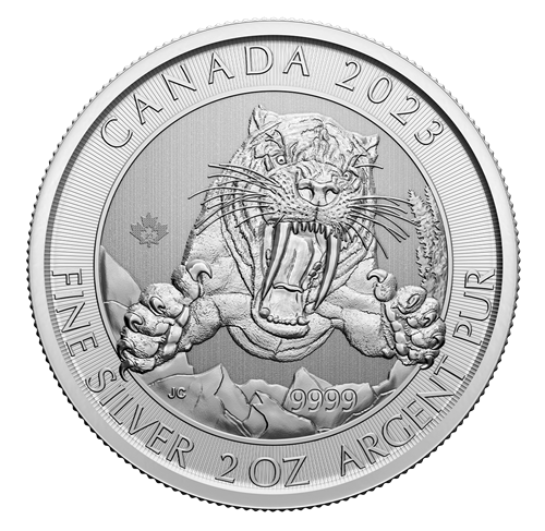 2023 $10 2oz Ice Age Smilodon Sabre-Toothed Cat Silver Coin