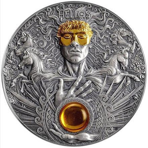 2022 Helios - Divine Faces of the Sun High Relief Antiqued 3oz Silver Coin