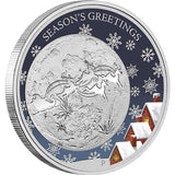 2014 50c Merry Christmas Seasons Greetings 1/2oz Silver Coloured Proof Coin