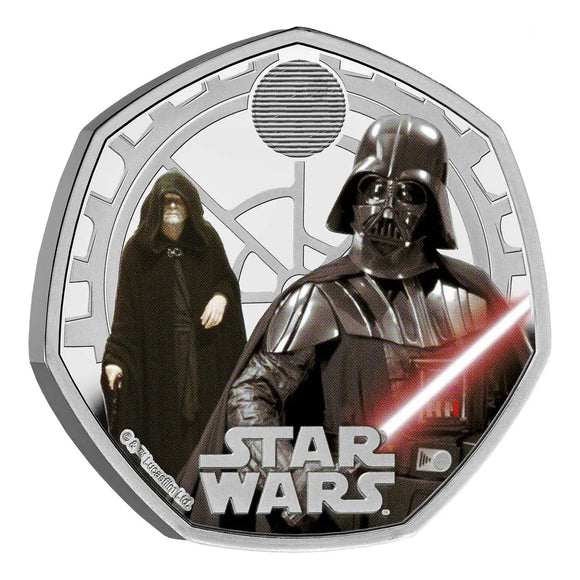2023 GB Star Wars Darth Vader and Emperor Palpatine 50p Coloured Proof Coin