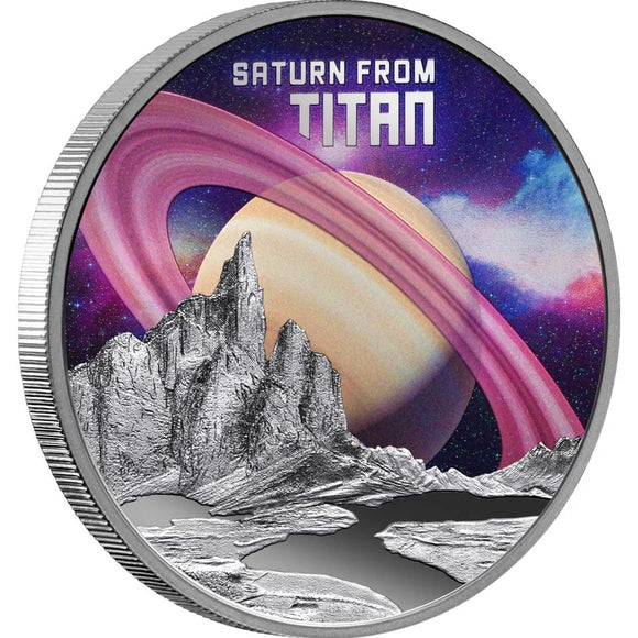 Saturn from Titan 2025 $1 1oz Silver Proof Coin