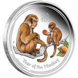 2016 1oz Silver Year of the Monkey Coloured Proof Coin