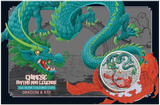 2023 Myths and Legends Series Green Dragon and Koi 1oz Silver Coloured Coin in Card