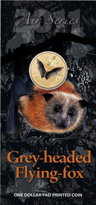 2011 $1 Air Series Grey Headed Flying Fox Coloured Uncirculated Coin in Card