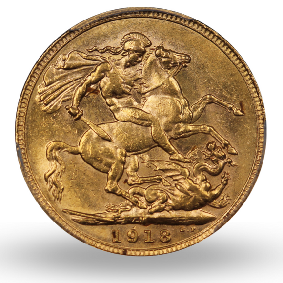 1918 Melbourne Mint Gold Sovereign PCGS AU58
