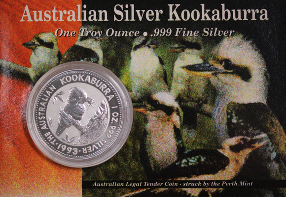 1993 Kookaburra 1oz Silver Coin in Card