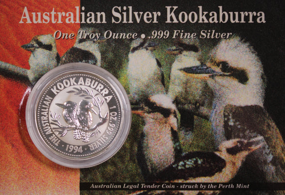 1994 Kookaburra 1oz Silver Coin in Card