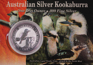 1998 Kookaburra 1oz Silver Coin in Card