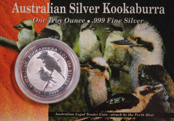 1999 Kookaburra 1oz Silver Coin in Card