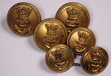 British Royal Navy Queen Victoria Crown Officers Pattern Fixed Loop Buttons (6)