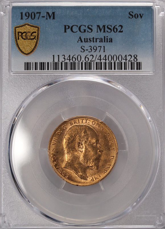 1907 Melbourne Mint Gold Sovereign PCGS MS62