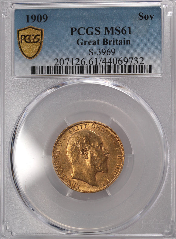 1909 GB Gold Sovereign PCGS MS61
