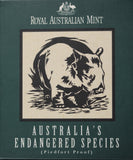 1998 Australia's Endangered Species Northern Hairy-Nosed Wombat $10 Silver Piedfort Coin