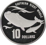 1996 Australia's Endangered Species Southern Right Whale $10 Silver Piedfort Coin