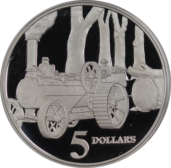 1997 Steam Tractor $5 Silver Proof Coin