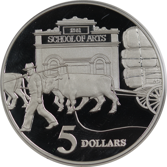 1997 Ox Drawn Wagon $5 Silver Proof Coin