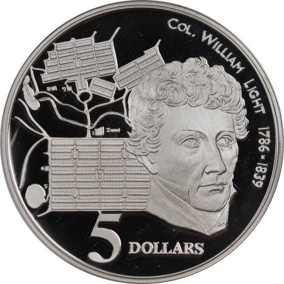 1995 Colonel William Light $5 Silver Proof Coin