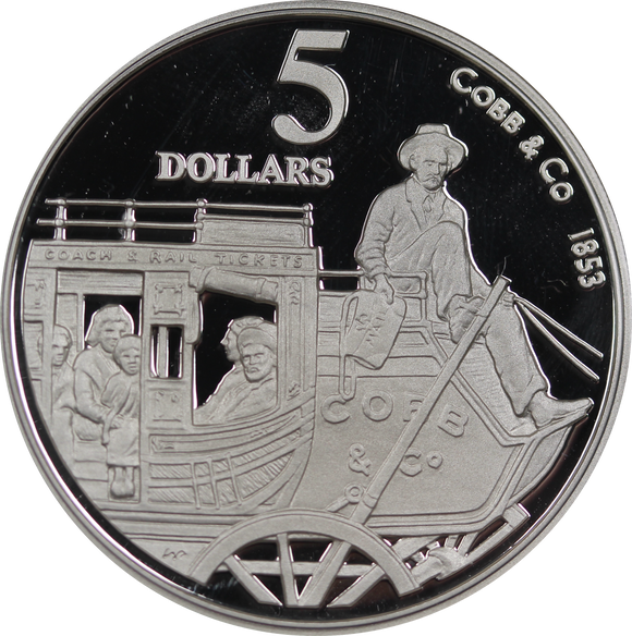 1995 Cobb and Co $5 Silver Proof Coin