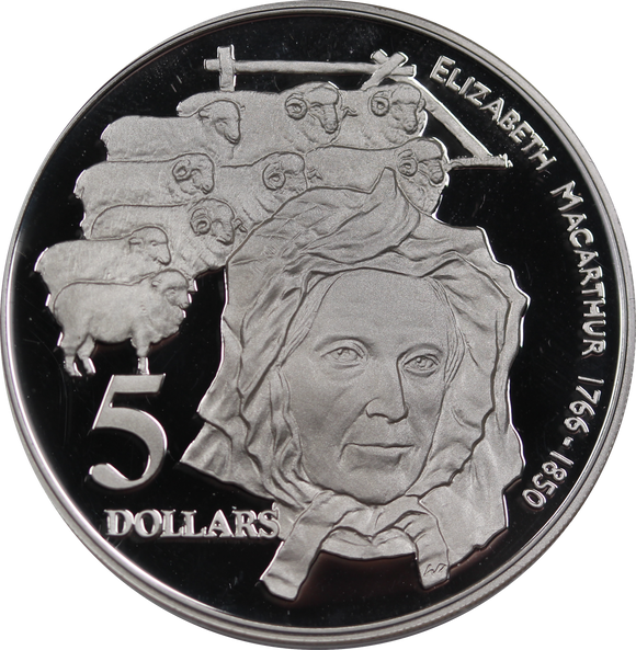 1995 Elizabeth MacArthur $5 Silver Proof Coin
