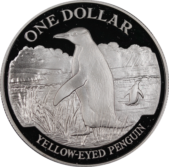 New Zealand 1988 Yellow-Eyed Penguin $5 Silver Proof Coin
