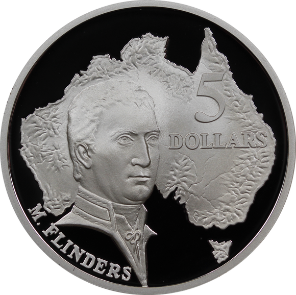 1993 Silver $5 Explorers - Matthew Flinders Coin