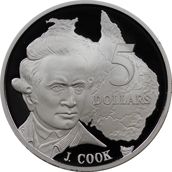 1993 Silver $5 Explorers - James Cook Coin