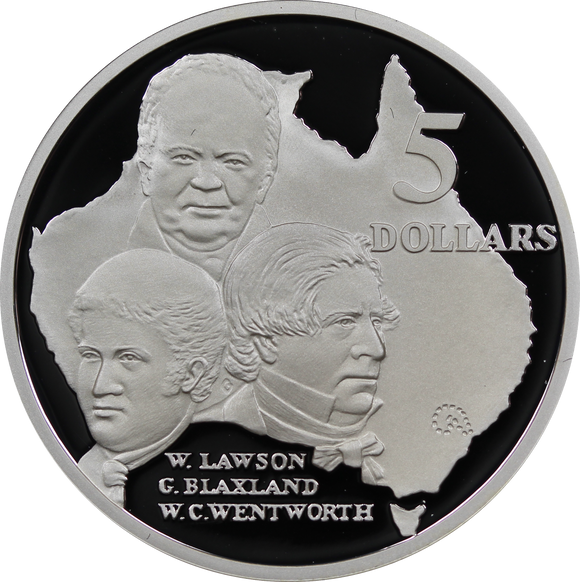 1993 Silver $5 Explorers - Lawson, Blaxland, Wentworth Coin