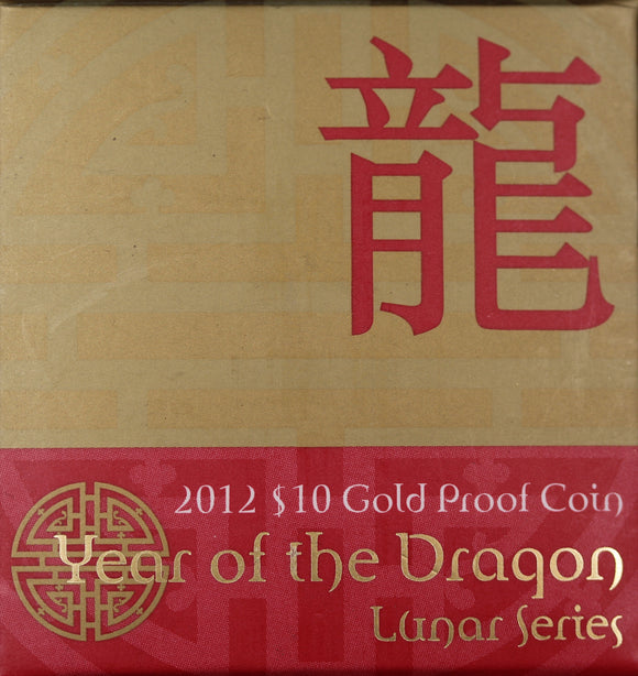 2012 1/10oz Gold Year of the Dragon Proof Coin