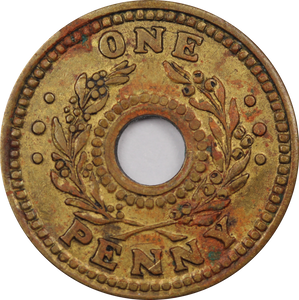 1943 One Penny Internment Token Very Fine