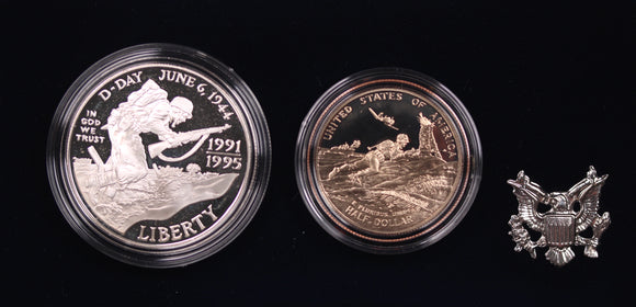USA 1991-1995 World War II 50th Anniversary Proof Coin Pair