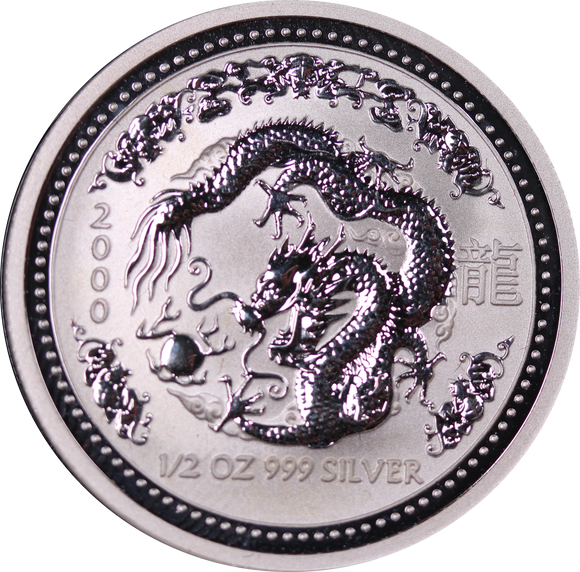 2000 Lunar Series I 1/2oz Silver Dragon Coin in Box