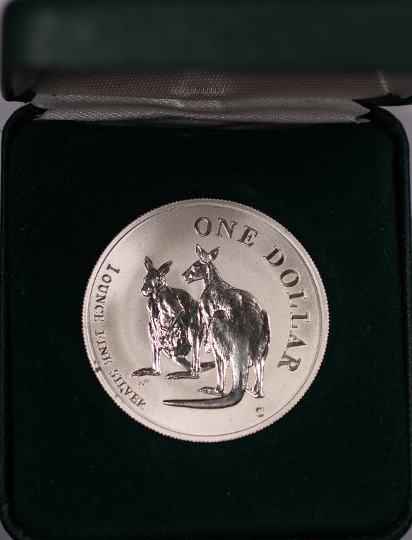 1999 Kangaroo 1oz Silver Frosted Uncirculated Coin in Box