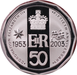 2003 50th Anniversary of QEII Coronation 50c Silver Proof Coin