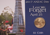 Anzac Day 2017 $1 Coin in Card