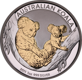 2011 Gilded Koala 1oz Silver Coin Only - No Box or COA