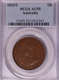 1933/32 Overdate Penny AU55