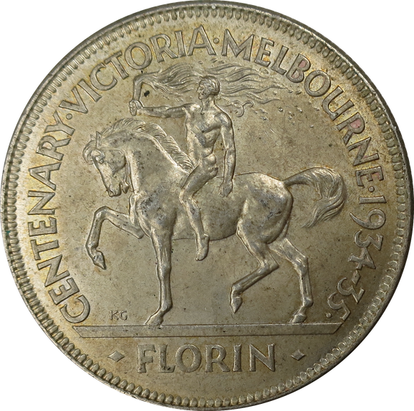 1934/35 Centenary Florin aUNC
