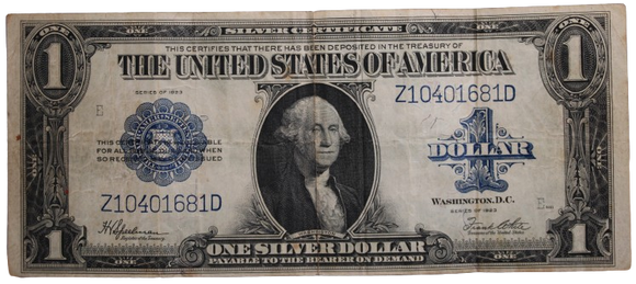 USA 1923 One Dollar Blue Seal Silver Certificate Circulated