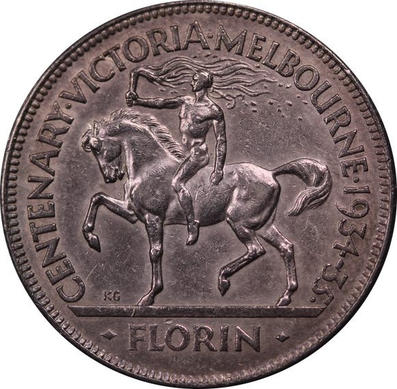 1934/35 Centenary Florin EF (Cleaned)