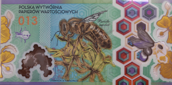 Guardian Poland Bee Hive Polymer Test Banknote Pair in Folder
