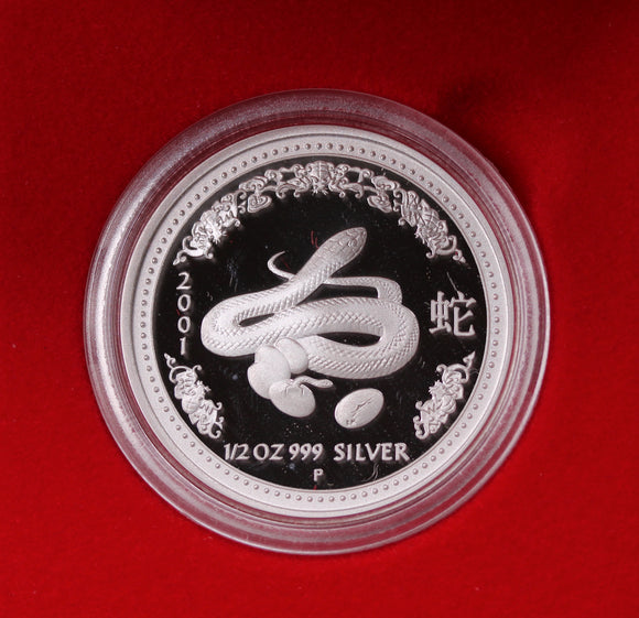 2001 Year of the Snake 1/2oz Silver Coin in Box (Series I)