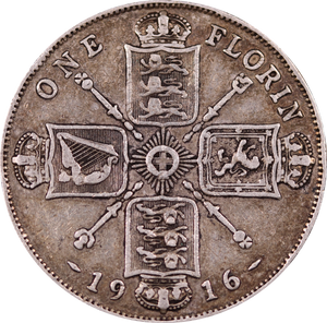 GB 1916 Florin Circulated