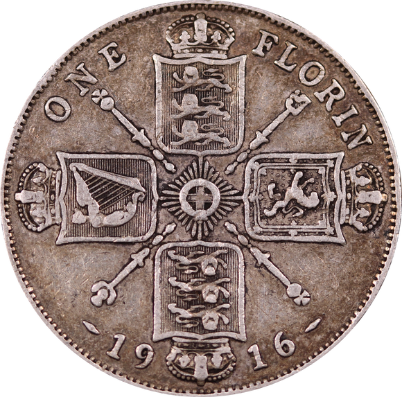 GB 1916 Florin Circulated