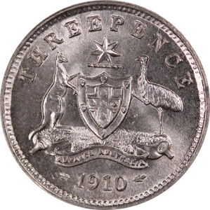 1910 Threepence UNC