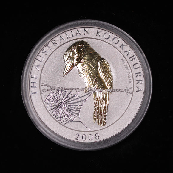 2008 Kookaburra 1oz Silver Gilded Proof Coin ANDA Show Special