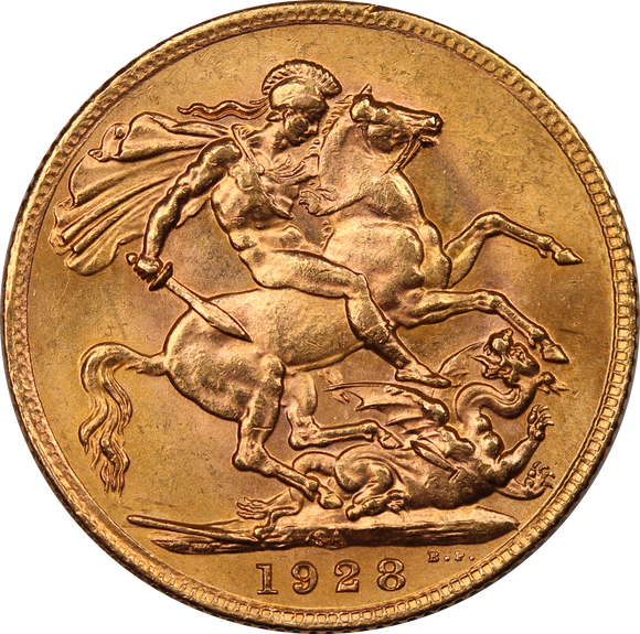 1928 South African Mint Sovereign aUNC