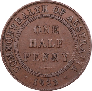 1923 Halfpenny good Fine