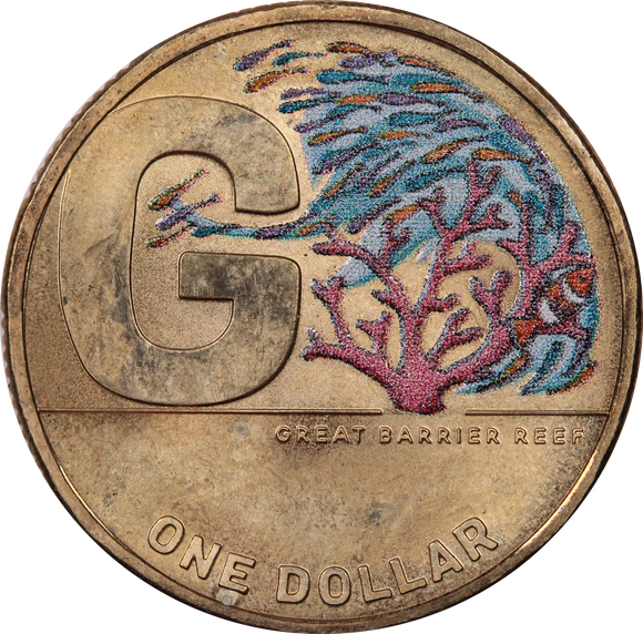 2021 Great Barrier Reef Coloured $1 aUNC